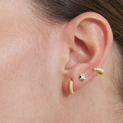 Piercing de Plata de Ley 925 con Circonita Multicolor acabado en oro amarillo 18K - Fanti