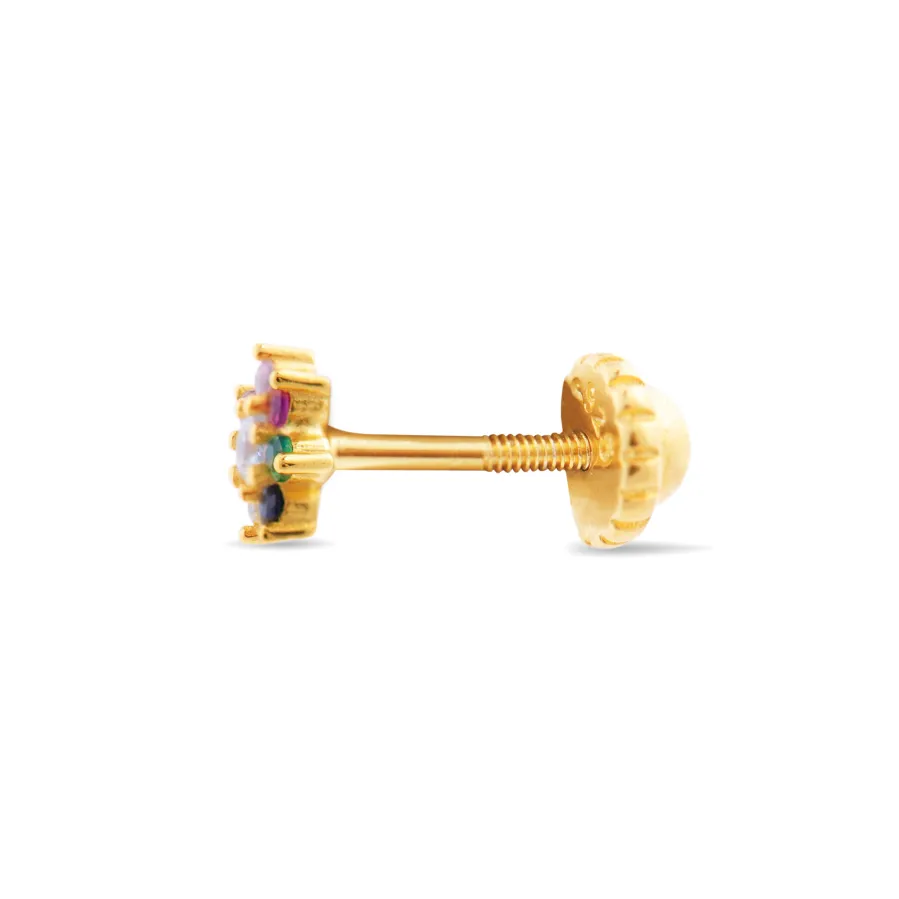 Piercing de Plata de Ley 925 con Circonita Multicolor acabado en oro amarillo 18K - Fanti