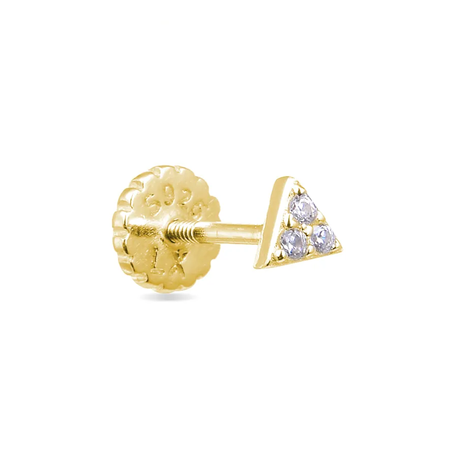 Piercing de Plata de Ley 925 con Circonita Brillante acabado en oro amarillo 18K - Calye