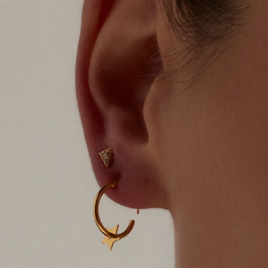 Piercing de Plata de Ley 925 con Circonita Brillante acabado en oro amarillo 18K - Calye