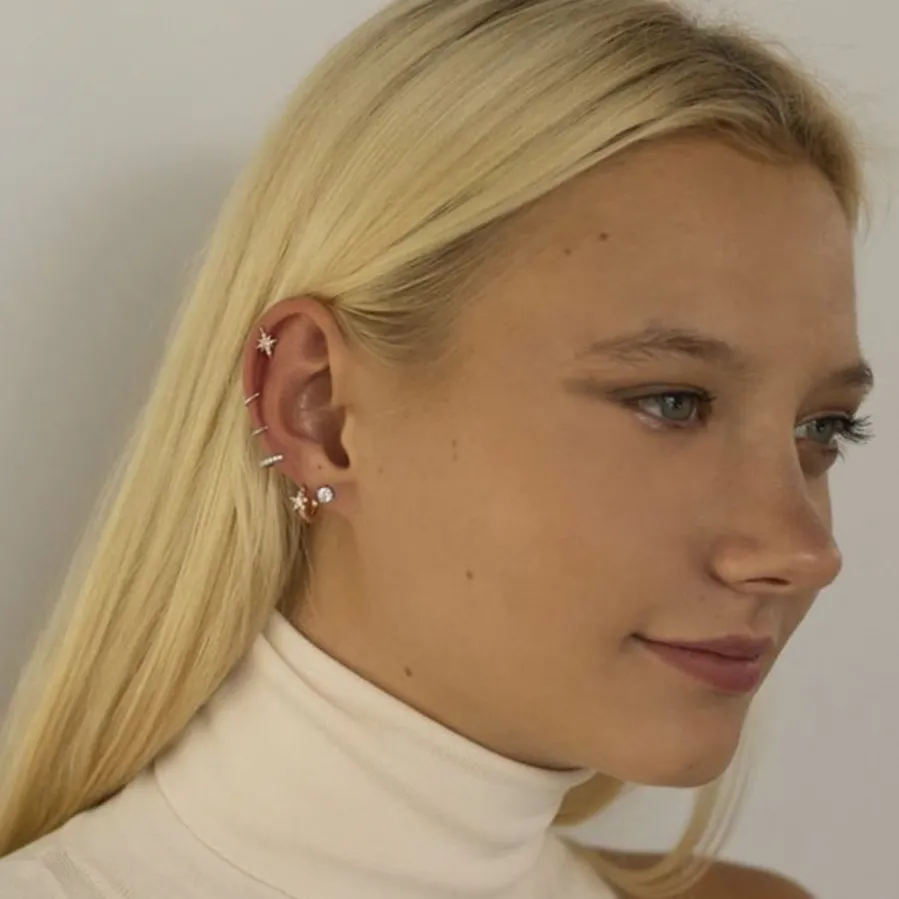 Piercing de Plata de Ley 925 con Circonita Brillante acabado en oro rosa 18K - Issphe