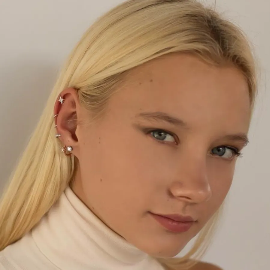 Piercing de Plata de Ley 925 con Circonita Brillante acabado en oro rosa 18K - Issphe