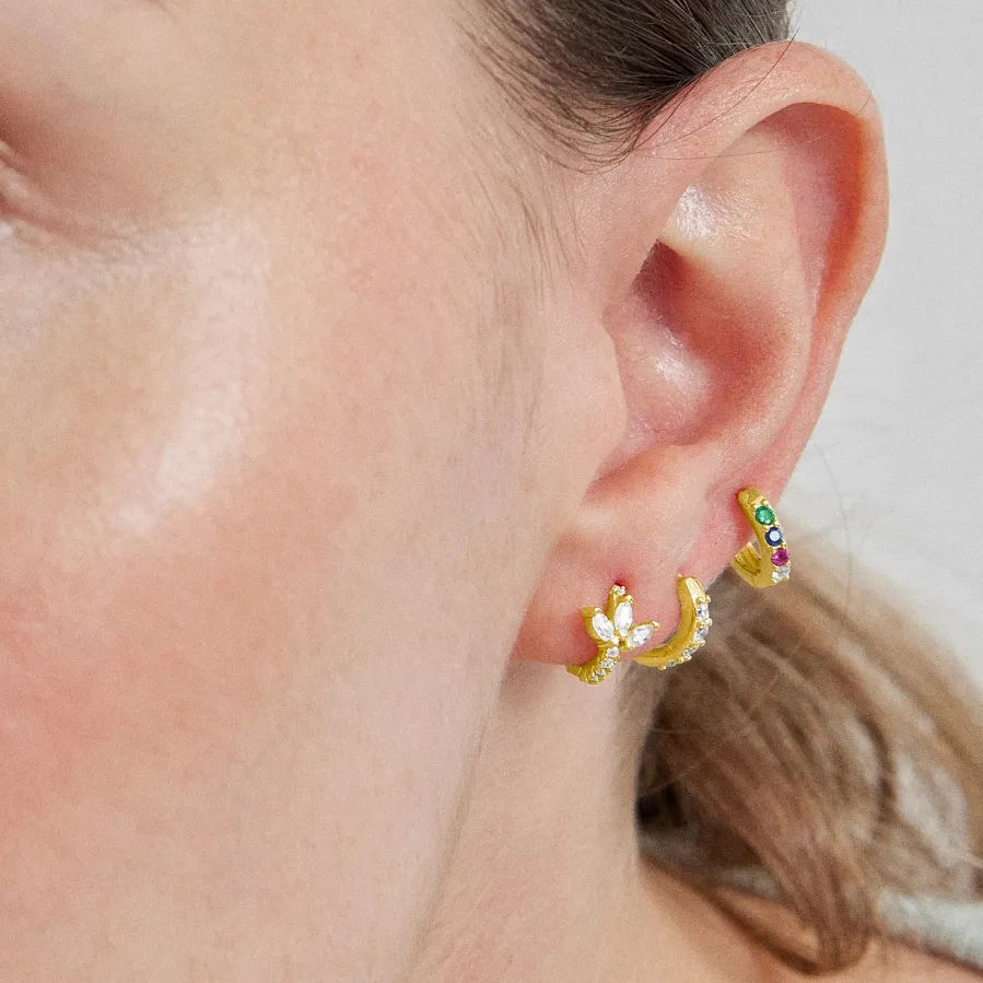 Piercing de Plata de Ley 925 con Circonita Brillante acabado en oro amarillo 18K - Ansung