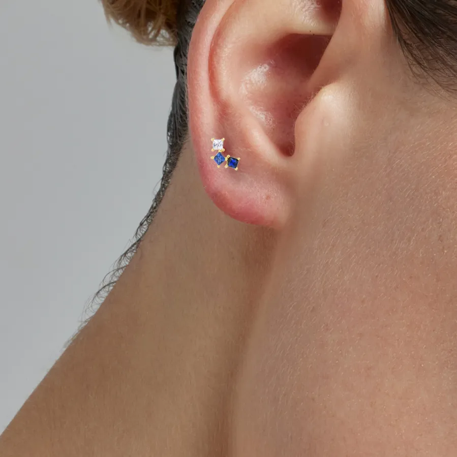 Piercing de Plata de Ley 925 con Circonita Multicolor acabado en oro amarillo 18K - Corci