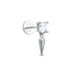Piercing de Plata de Ley 925 con Circonita Brillante acabado en rodio - Skelk