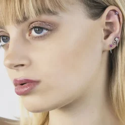 Piercing de Plata de Ley 925 con Circonita Brillante acabado en rodio - Skelk