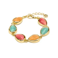 Pulsera acabado oro amarillo de 18k y Ojo de Gato Multicolor - Dulfo