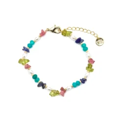 Pulsera acabado oro amarillo de 18k y Multicolor Piedra Natural - Onisu