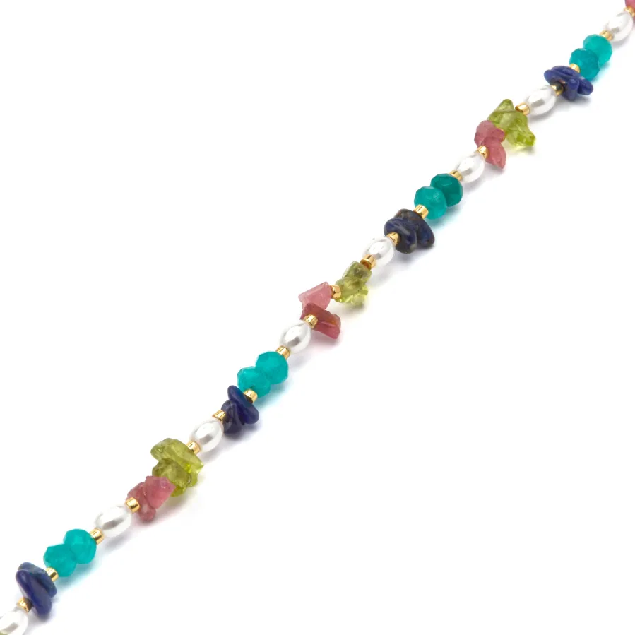 Pulsera acabado oro amarillo de 18k y Multicolor Piedra Natural - Onisu