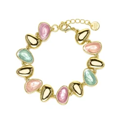 Pulsera acabado oro amarillo de 18k y Lacado Multicolor - Bolhy