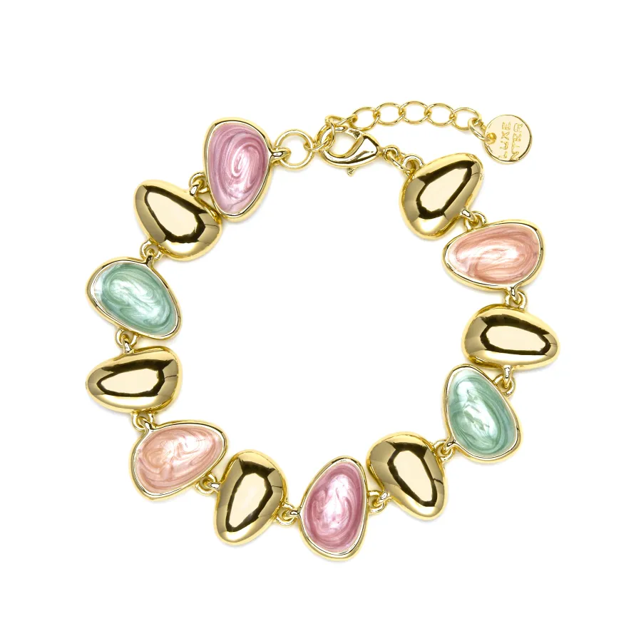 Pulsera acabado oro amarillo de 18k y Lacado Multicolor - Bolhy