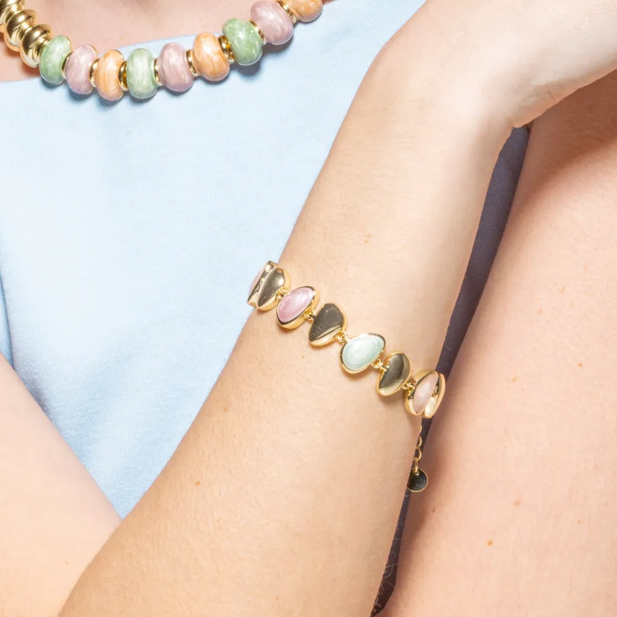 Pulsera acabado oro amarillo de 18k y Lacado Multicolor - Bolhy