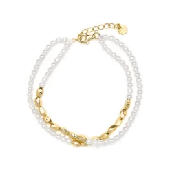Pulsera acabado oro amarillo de 18k y Perla Blanca - Diriki
