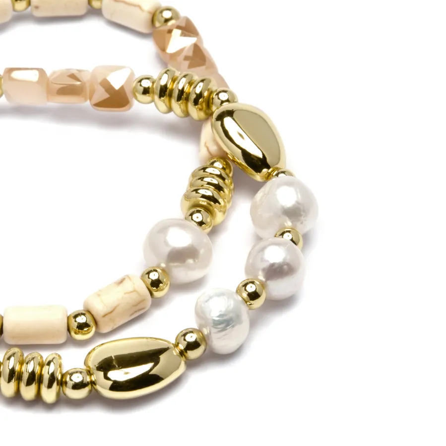 Pulsera acabado oro amarillo de 18k y Perla Blanca - Diriki