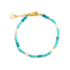 Pulsera acabado oro amarillo de 18k y Amazonita - Kico