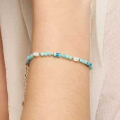 Pulsera acabado oro amarillo de 18k y Amazonita - Kico
