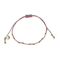 Pulsera acabado oro amarillo de 18k y Algodon Rosa - Ekilo