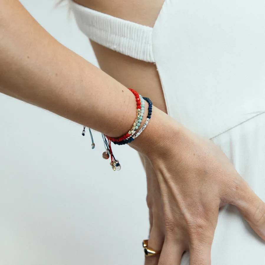 Pulsera acabado oro amarillo de 18k y Coral - Likah