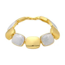 Pulsera acabado oro amarillo de 18k y Madreperla Blanca - Lingo