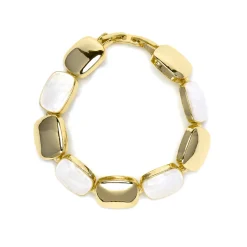 Pulsera acabado oro amarillo de 18k y Madreperla Blanca - Lingo