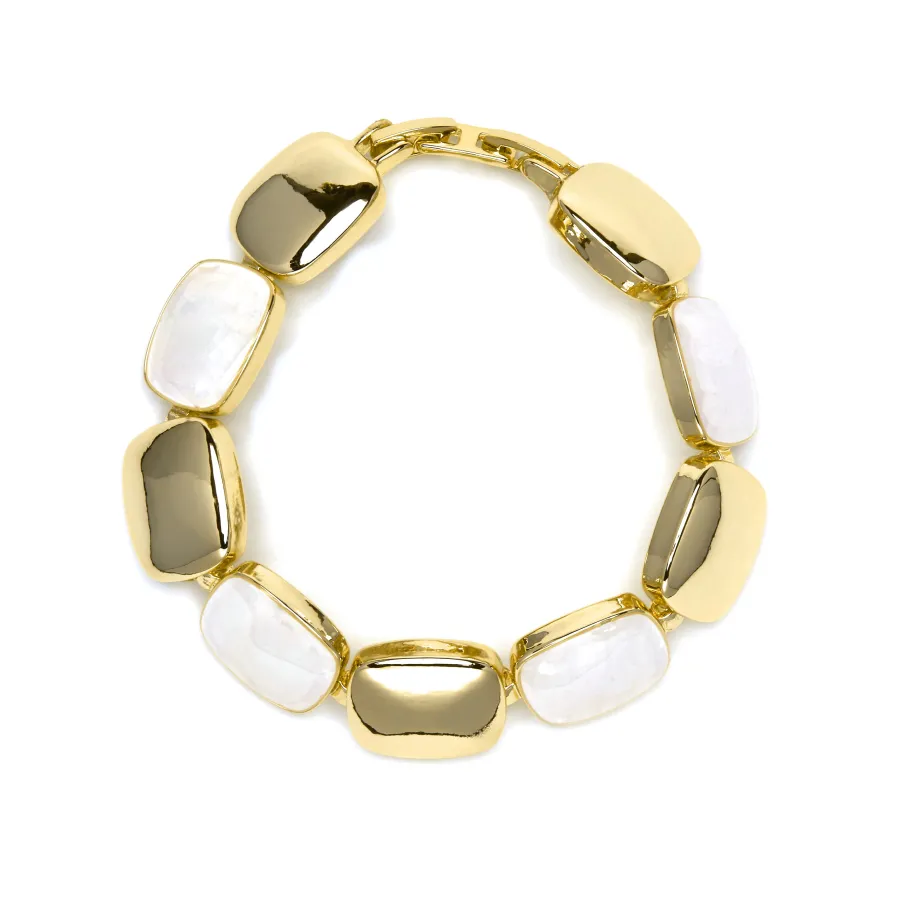 Pulsera acabado oro amarillo de 18k y Madreperla Blanca - Lingo