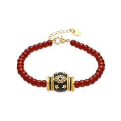 Pulsera acabado oro amarillo de 18k y Coral - Hamco