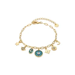 Pulsera acabado oro amarillo de 18k y Resina Azul - Wiwik