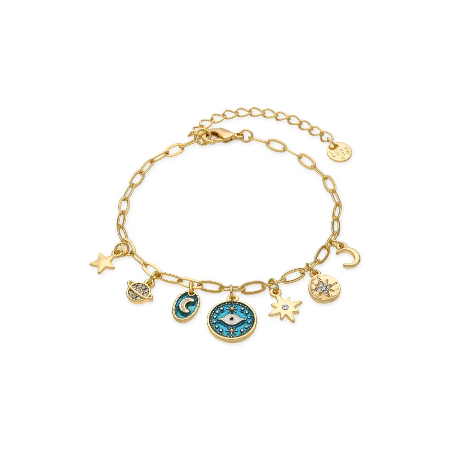 Pulsera acabado oro amarillo de 18k y Resina Azul - Wiwik