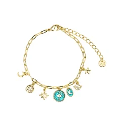 Pulsera acabado oro amarillo de 18k y Resina Azul - Wiwik