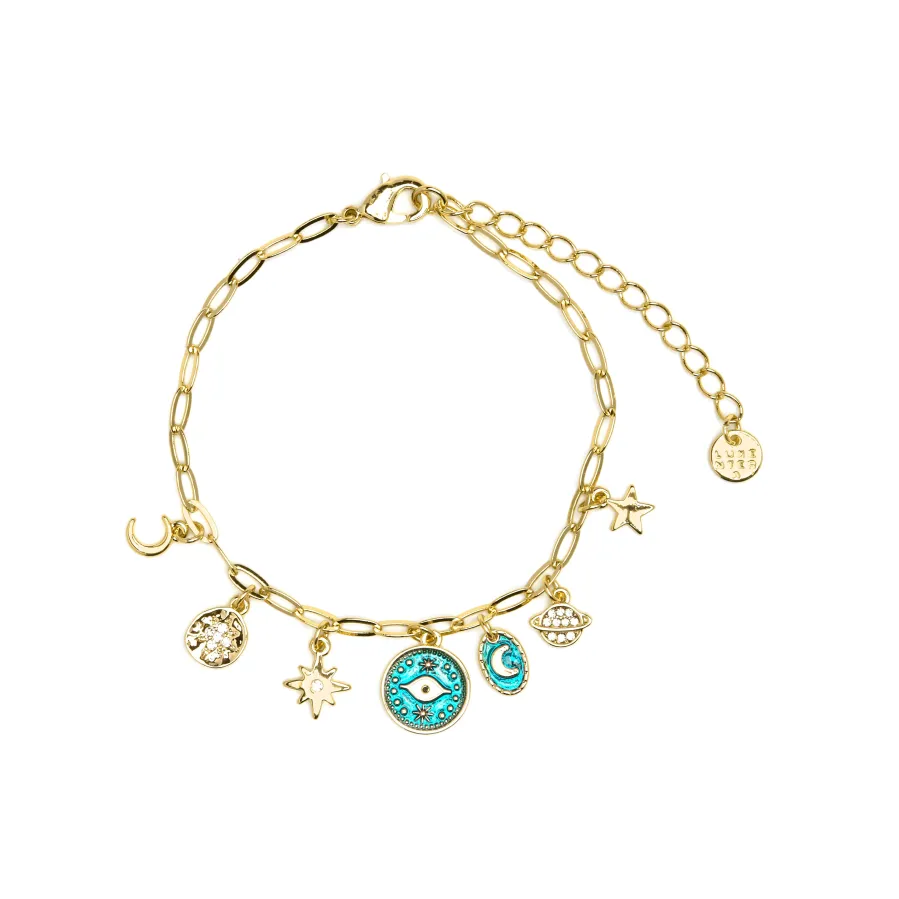 Pulsera acabado oro amarillo de 18k y Resina Azul - Wiwik