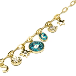 Pulsera acabado oro amarillo de 18k y Resina Azul - Wiwik
