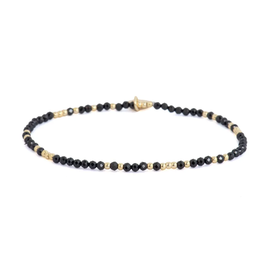 Pulsera acabado oro amarillo de 18k y Cuarzo Hidrotermal Onix - Midxi