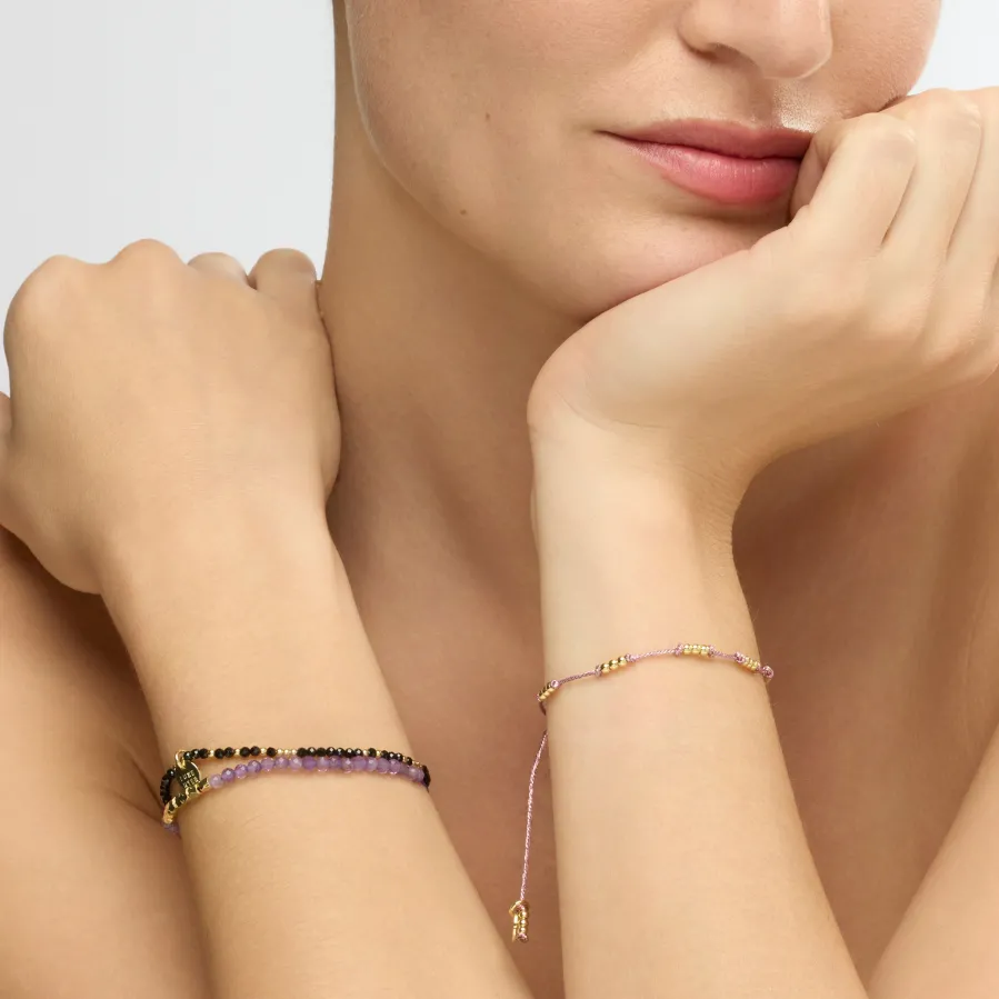 Pulsera acabado oro amarillo de 18k y Cuarzo Hidrotermal Onix - Midxi