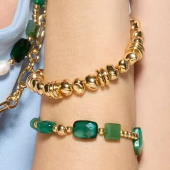 Pulsera acabado oro amarillo de 18k y Resina Verde - Nyste