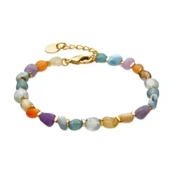 Pulsera acabado oro amarillo de 18k y Multicolor Piedra Natural - Terma