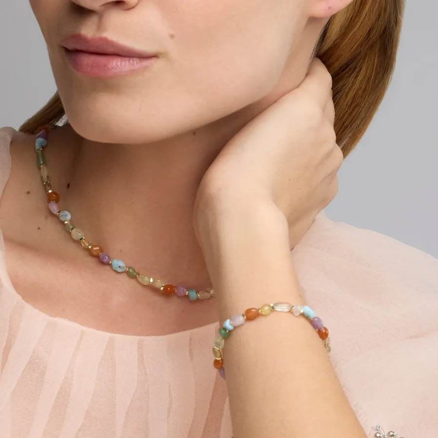 Pulsera acabado oro amarillo de 18k y Multicolor Piedra Natural - Terma