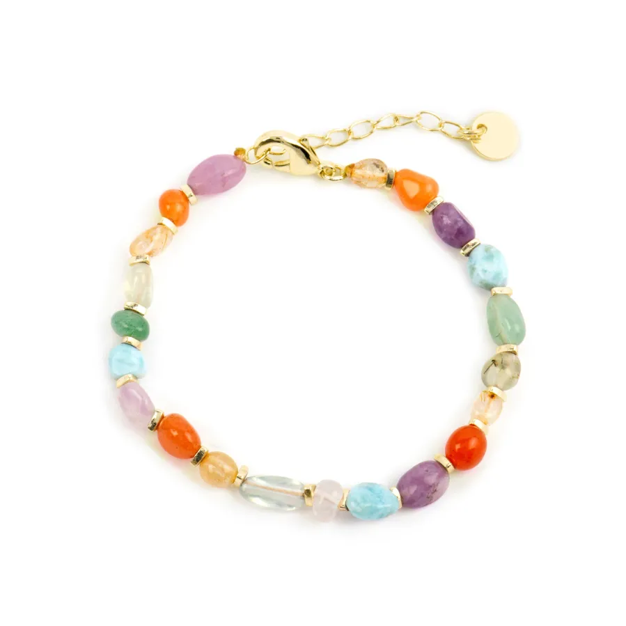 Pulsera acabado oro amarillo de 18k y Multicolor Piedra Natural - Terma