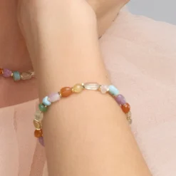 Pulsera acabado oro amarillo de 18k y Multicolor Piedra Natural - Terma
