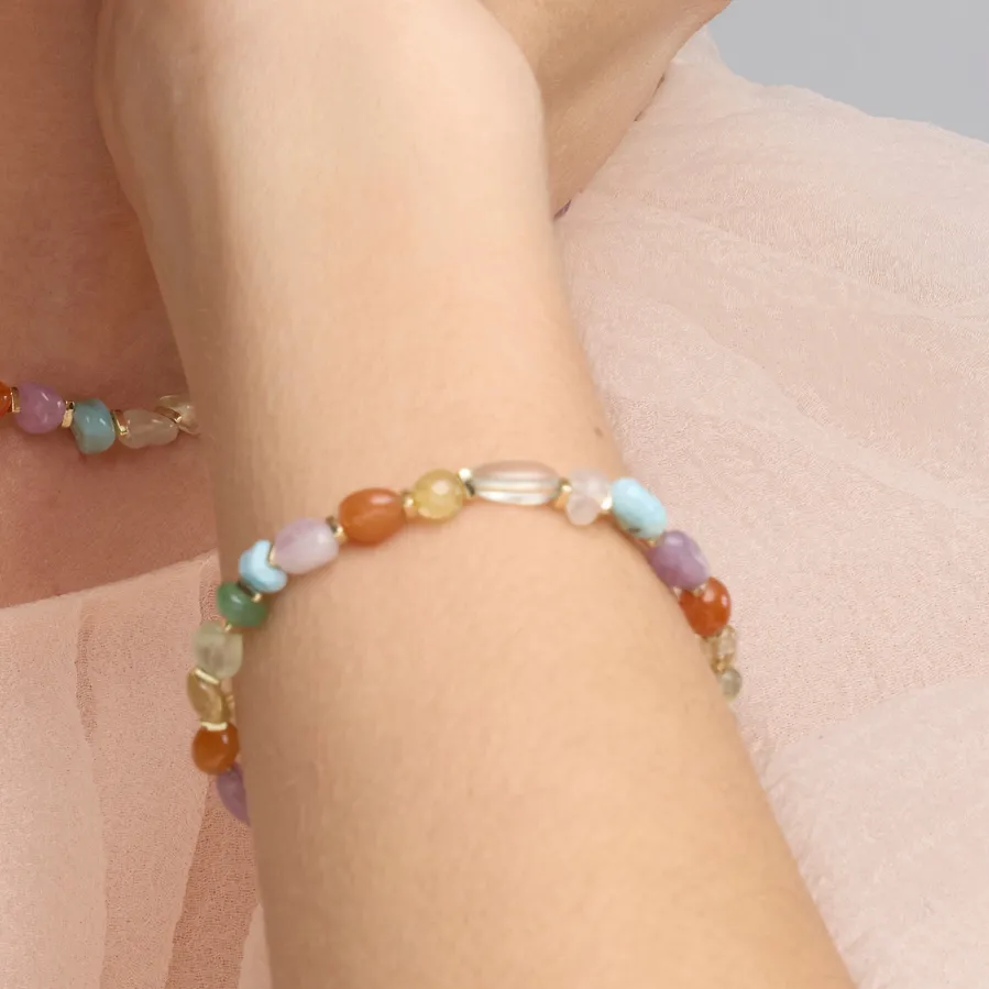 Pulsera acabado oro amarillo de 18k y Multicolor Piedra Natural - Terma