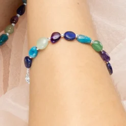 Pulsera acabado plata y Amatista Natural - Umavi