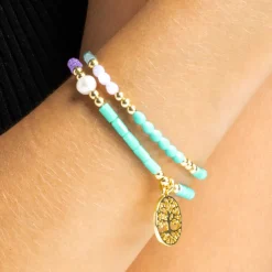 Pulsera con Cristal Azul acabado oro 18k - Zorsi