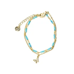 Pulsera con Cristal Azul acabado oro 18k - Zinli