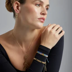Pulsera con Cristal Azul acabado oro 18k - Anlako