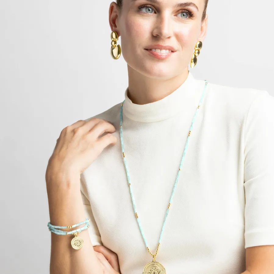 Pulsera con Cristal Azul acabado oro 18k - Thyu
