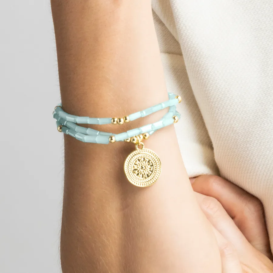Pulsera con Cristal Azul acabado oro 18k - Thyu