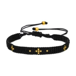 Pulsera con Cristal Negro acabado oro 18k - Sagruk