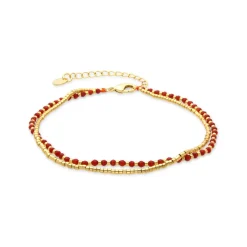 Pulsera con Cristal Rojo acabado oro 18K - Lidrin