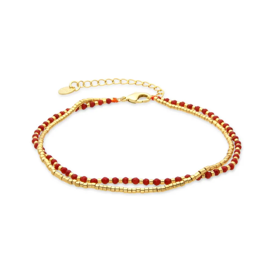 Pulsera con Cristal Rojo acabado oro 18K - Lidrin
