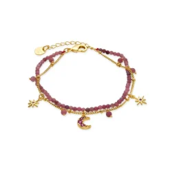 Pulsera con Cristal Rosa acabado oro 18k - Ethal