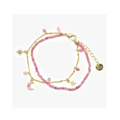 Pulsera con Cristal Rosa acabado oro 18k - Ethal